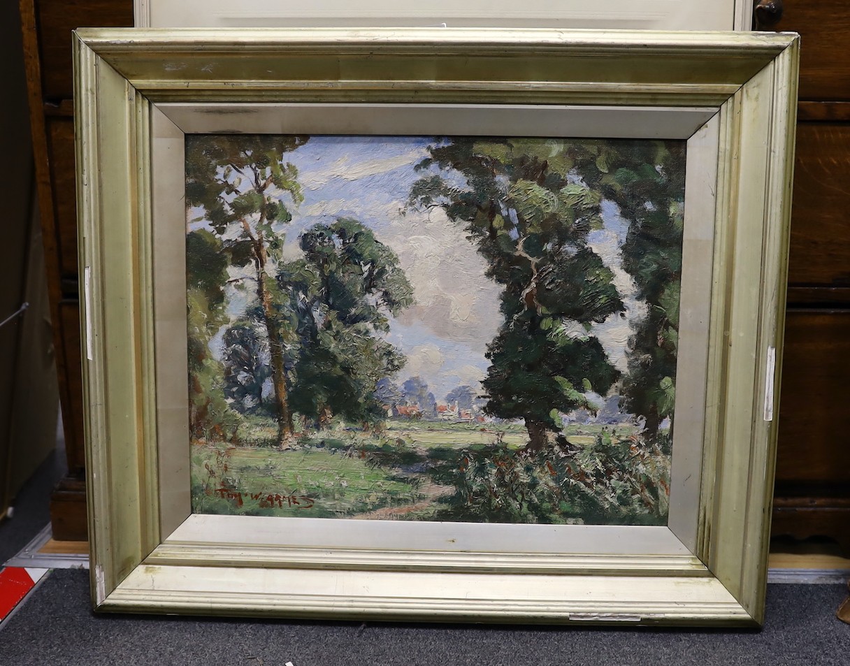 Roy W. Armes , oil on canvas, Wooded landscape possibly Epsom, signed, 39 x 49cm